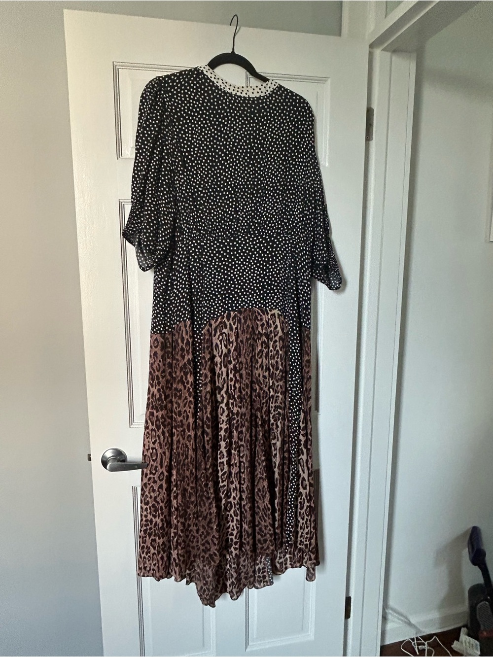 RIXO Meg Dress Mixed Print Dress — Black & Brown